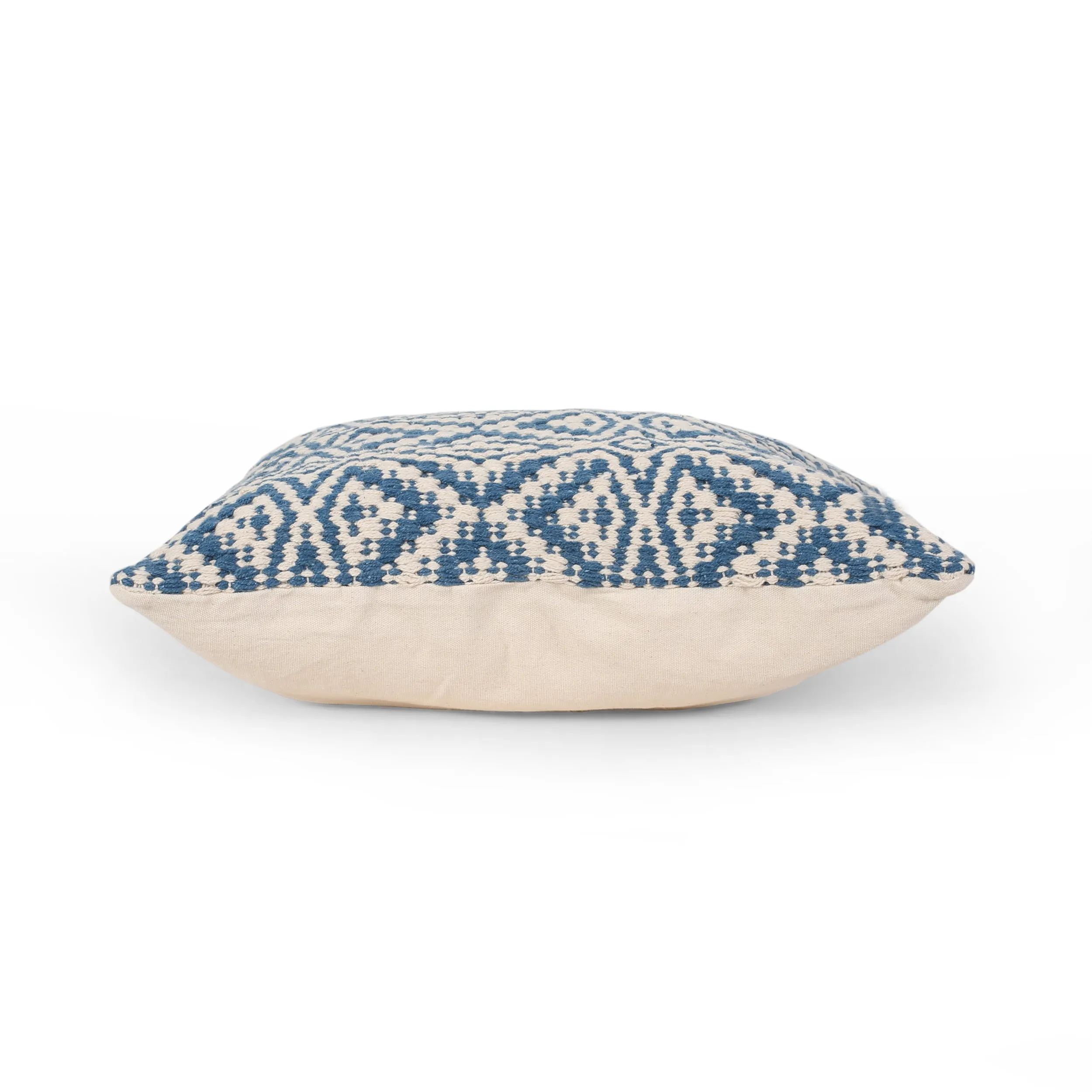 Ellie Boho Cotton Throw Pillow (Set of 2), Blue and White