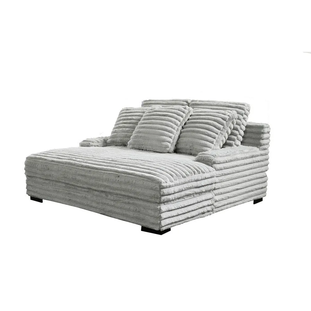 Ezo 67 Inch Dual Chaise Lounger, Modern Layered Gray Upholstery Design By Casagear Home