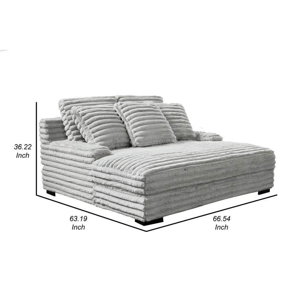 Ezo 67 Inch Dual Chaise Lounger, Modern Layered Gray Upholstery Design By Casagear Home