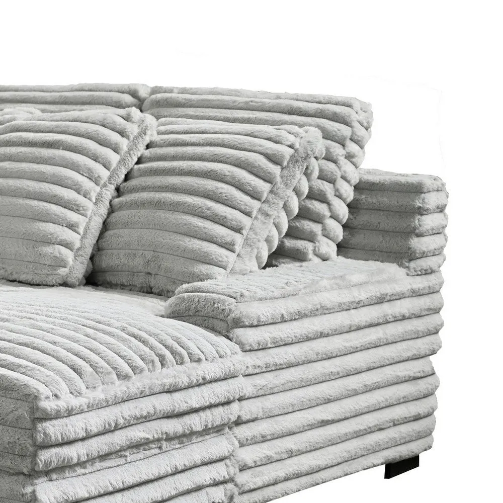 Ezo 67 Inch Dual Chaise Lounger, Modern Layered Gray Upholstery Design By Casagear Home
