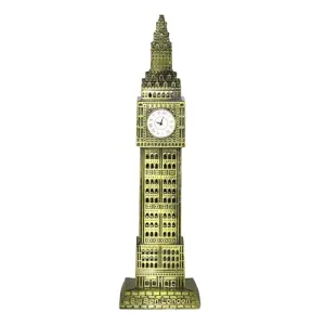 FAME ADDA Metal Big Ben Great Clock Miniature Showpiece for Home Decor/Office Table Top Decorative/Car Dashboard Decoration/Statue for Living Room Decor/TV Decor/Gift Items-Pack of 1(Greenish Black)