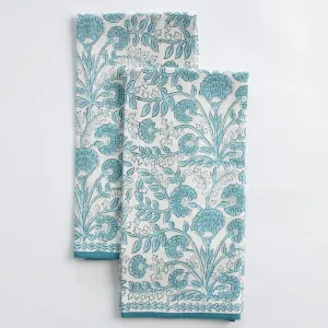 Floral Trellis Aqua Tea Towels