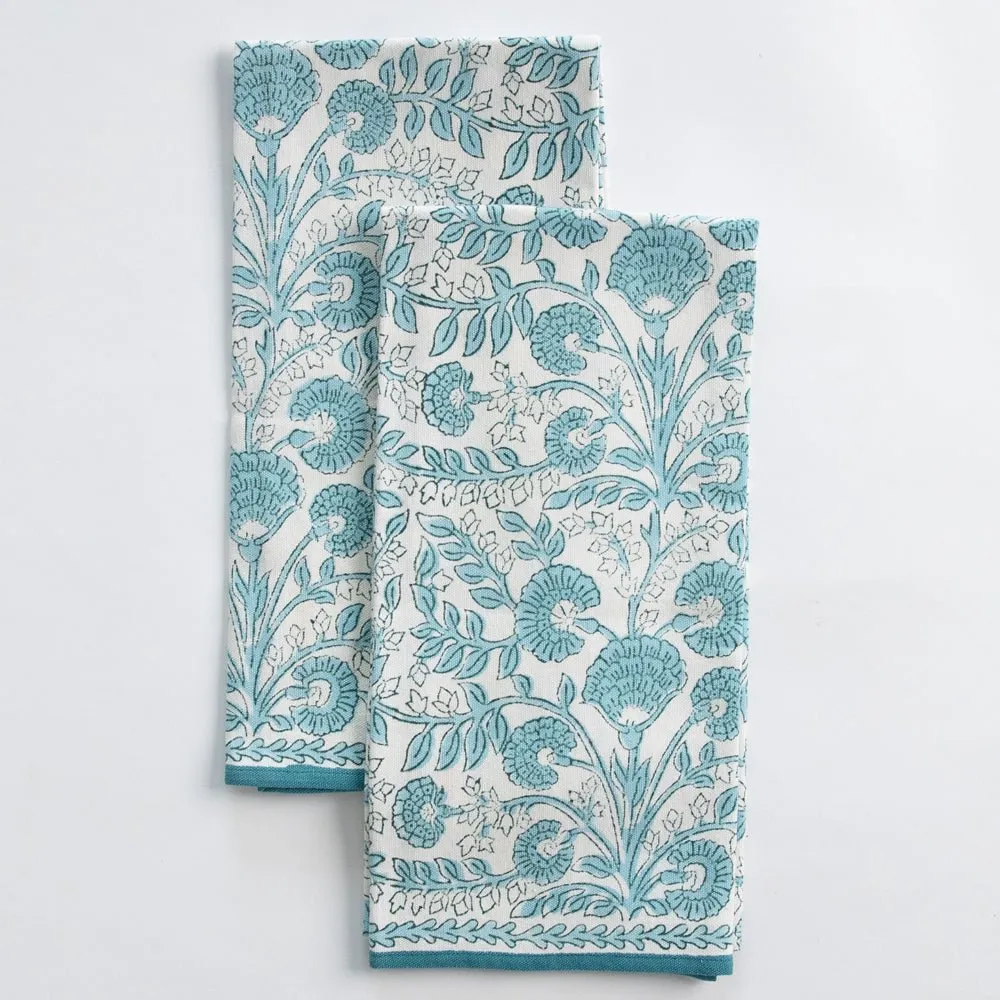 Floral Trellis Aqua Tea Towels