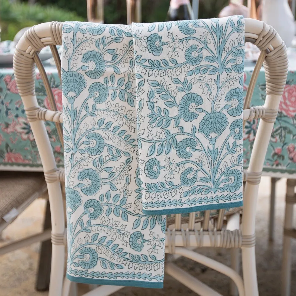 Floral Trellis Aqua Tea Towels