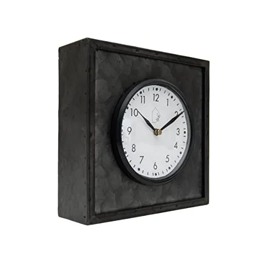 Foreside Home & Garden Black Metal & Plexiglass Tabletop Clock