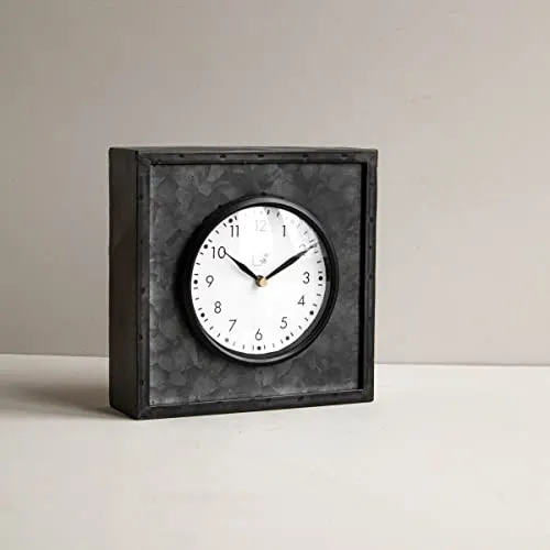 Foreside Home & Garden Black Metal & Plexiglass Tabletop Clock