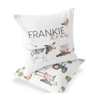 Frankie's Farm Party Personalized Name Throw Pillow