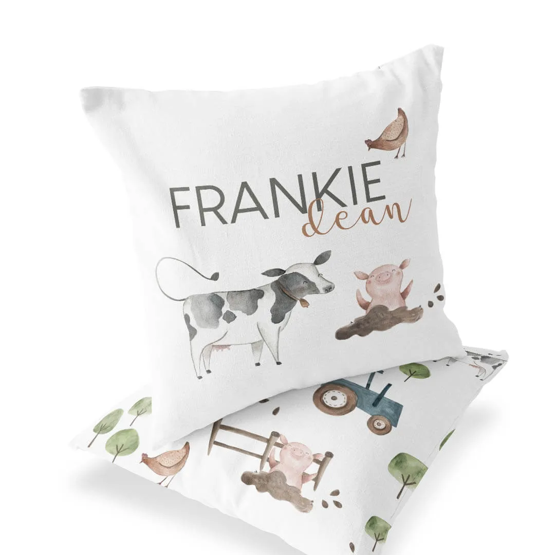Frankie's Farm Party Personalized Name Throw Pillow