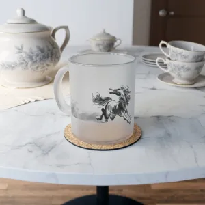 Frosted "Black Stallion" Glass Mug. Animal Mug. Horse. Animal Lovers. Great Gift For Her, Gift For Mom, Cowboy, Gift For Dad. Birthday Gift