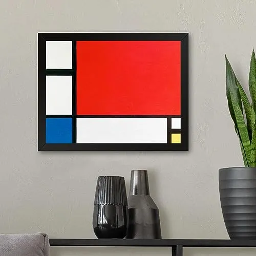 GADGETS WRAP Printed Photo Frame Matte Painting for Home Office Studio Living Room Decoration (11x9inch Black Framed) - Piet Mondrian Composition With Red, Blue, And Yellow Poster (2)