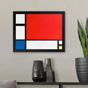 GADGETS WRAP Printed Photo Frame Matte Painting for Home Office Studio Living Room Decoration (11x9inch Black Framed) - Piet Mondrian Composition With Red, Blue, And Yellow Poster (2)