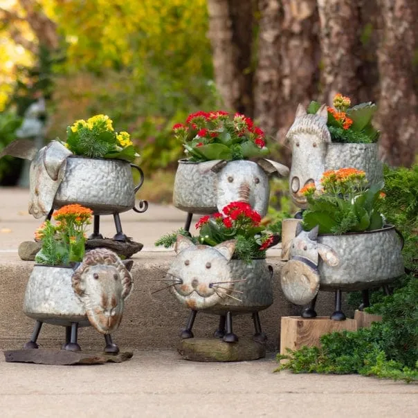 Galvanized Animal Planters in 6 Assorted Styles