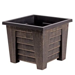 Garden Essentials Square Wooden Look Plastic Planter
