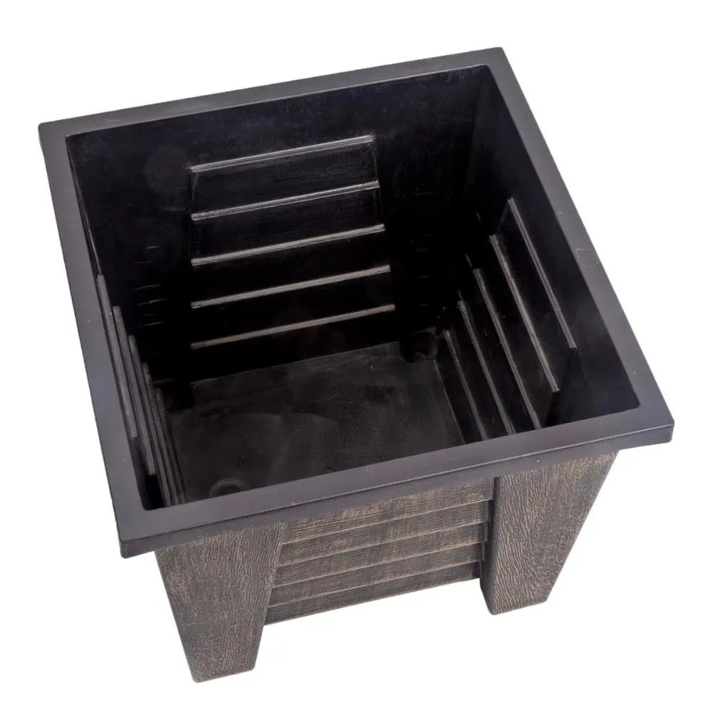 Garden Essentials Square Wooden Look Plastic Planter