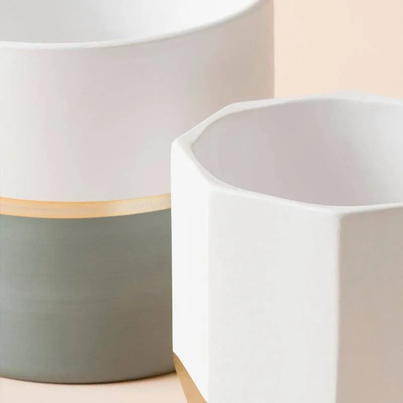 Garonne Rose Gold & Grey Planter Pot Set