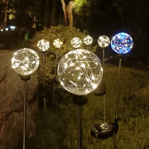 Glowing Copper Wire Lawn Lights – Solar-Powered Garden Stake Lights for Villa and Patio Decor, Decorative LED Ball Christmas Stake Lights 1 Piece