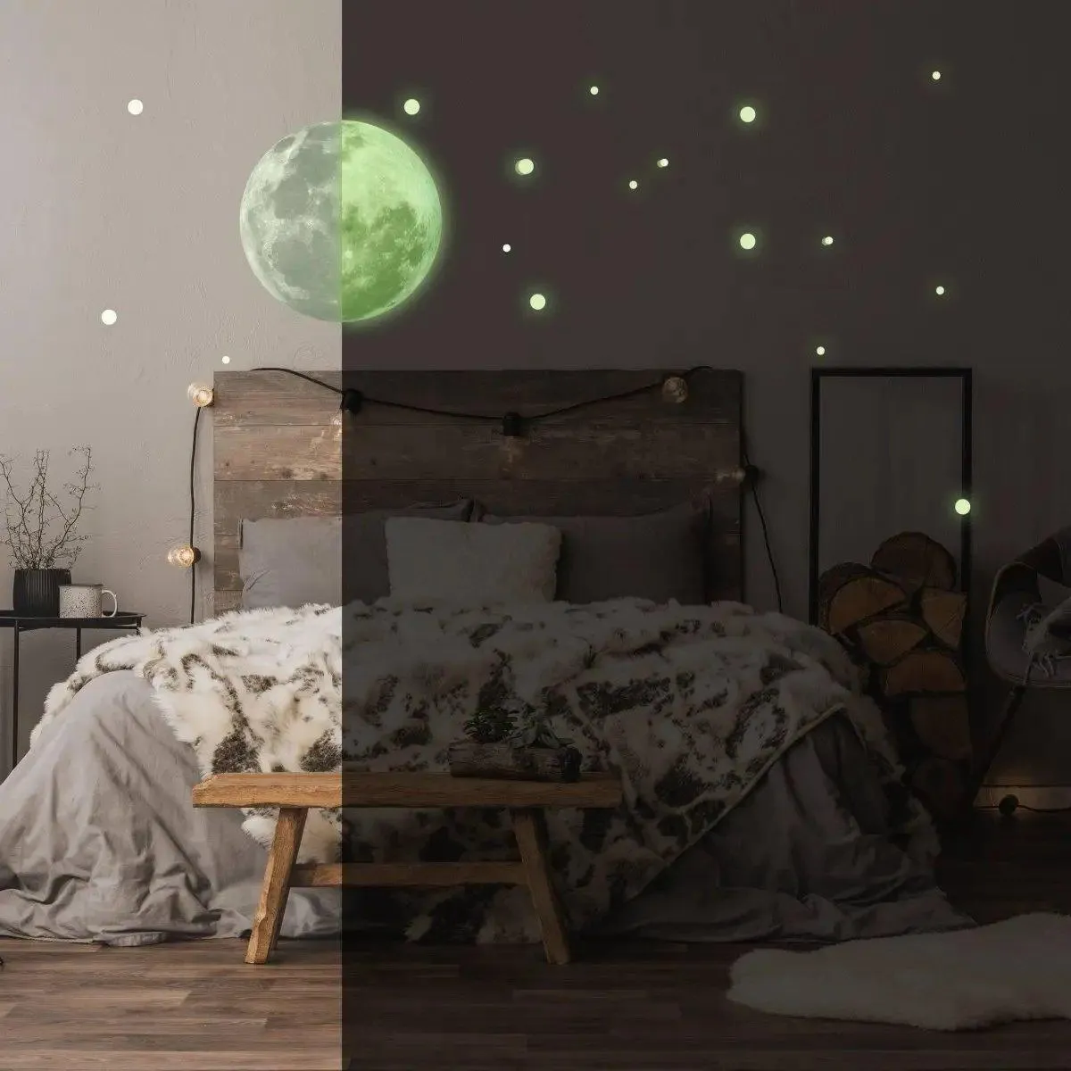 Glowing Starry Sky Wall Decal Set, Luminous Space Theme Stickers for Home Décor