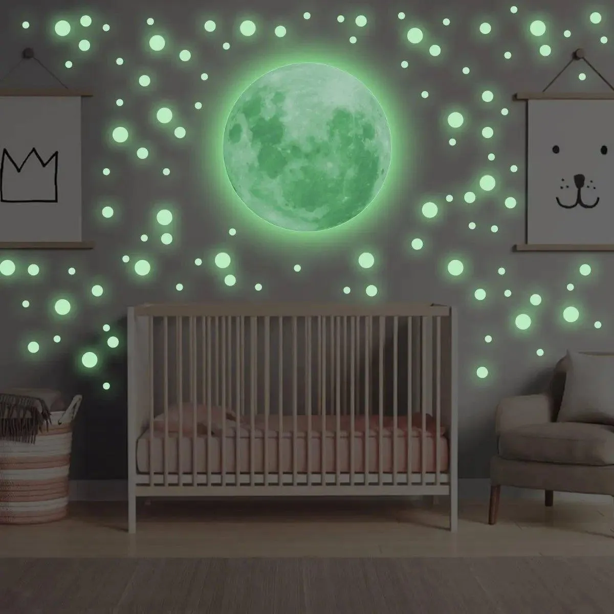 Glowing Starry Sky Wall Decal Set, Luminous Space Theme Stickers for Home Décor