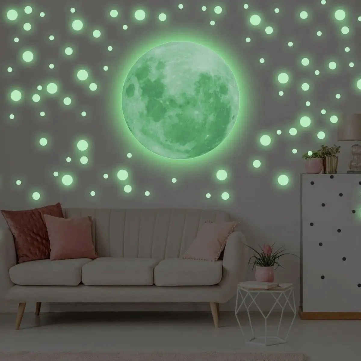 Glowing Starry Sky Wall Decal Set, Luminous Space Theme Stickers for Home Décor