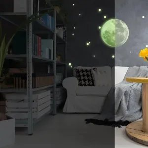 Glowing Starry Sky Wall Decal Set, Luminous Space Theme Stickers for Home Décor