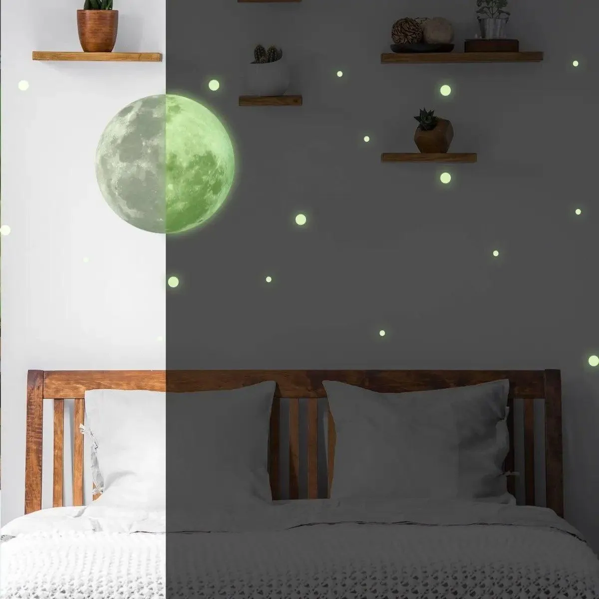 Glowing Starry Sky Wall Decal Set, Luminous Space Theme Stickers for Home Décor