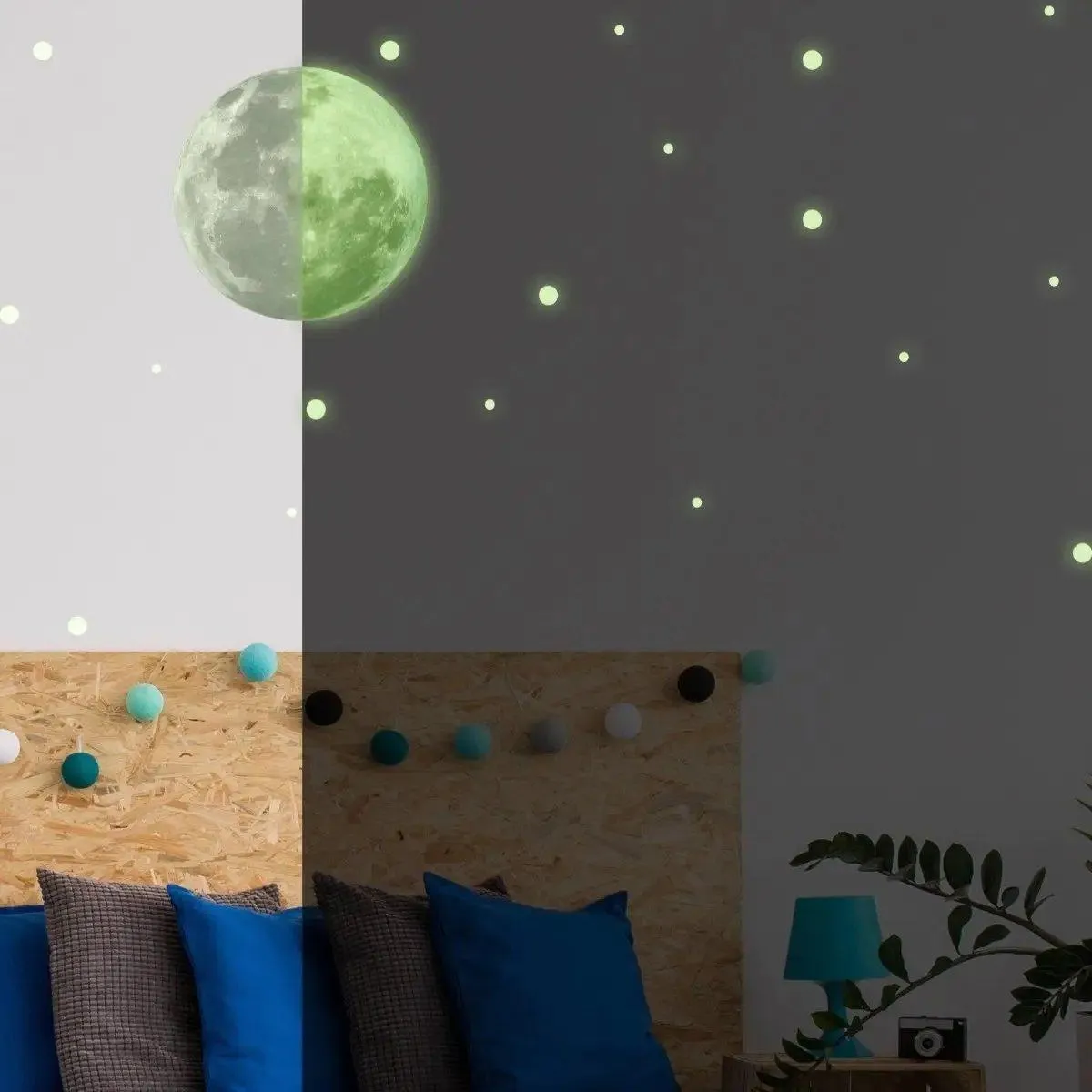Glowing Starry Sky Wall Decal Set, Luminous Space Theme Stickers for Home Décor