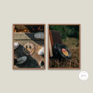 Grunge Posters Set Of 2 PRINTABLE ART, Smiley Face Wall Art, Indie Room Décor, Record Print, Rock Posters, Grunge Room Decor, Y2K Prints