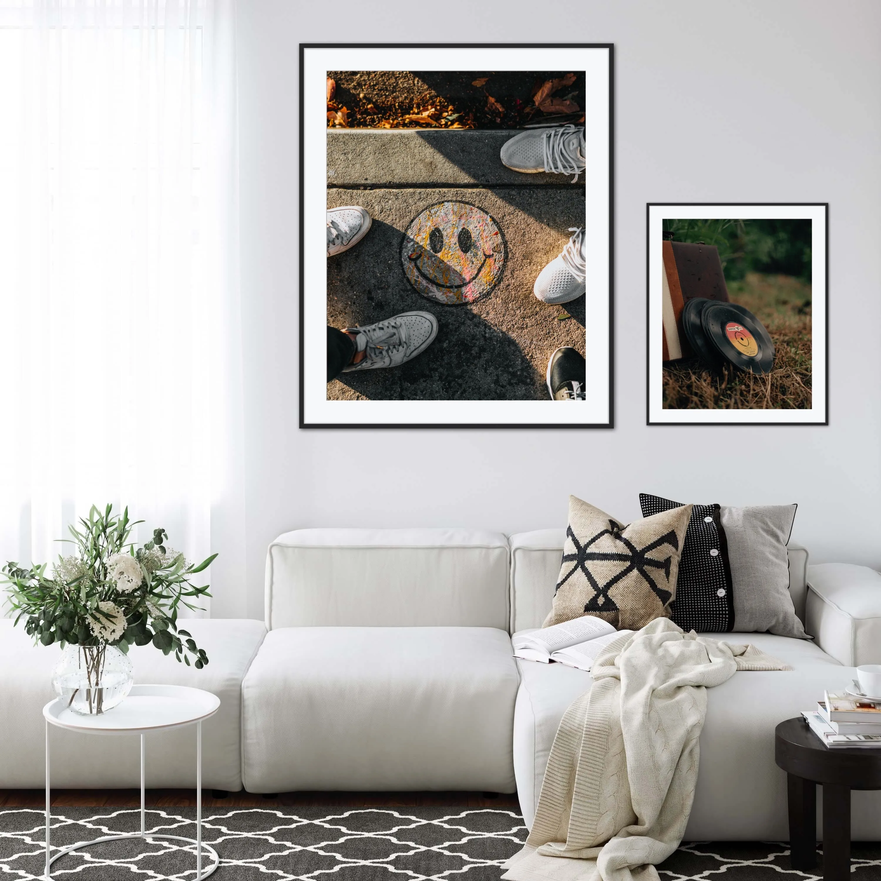 Grunge Posters Set Of 2 PRINTABLE ART, Smiley Face Wall Art, Indie Room Décor, Record Print, Rock Posters, Grunge Room Decor, Y2K Prints