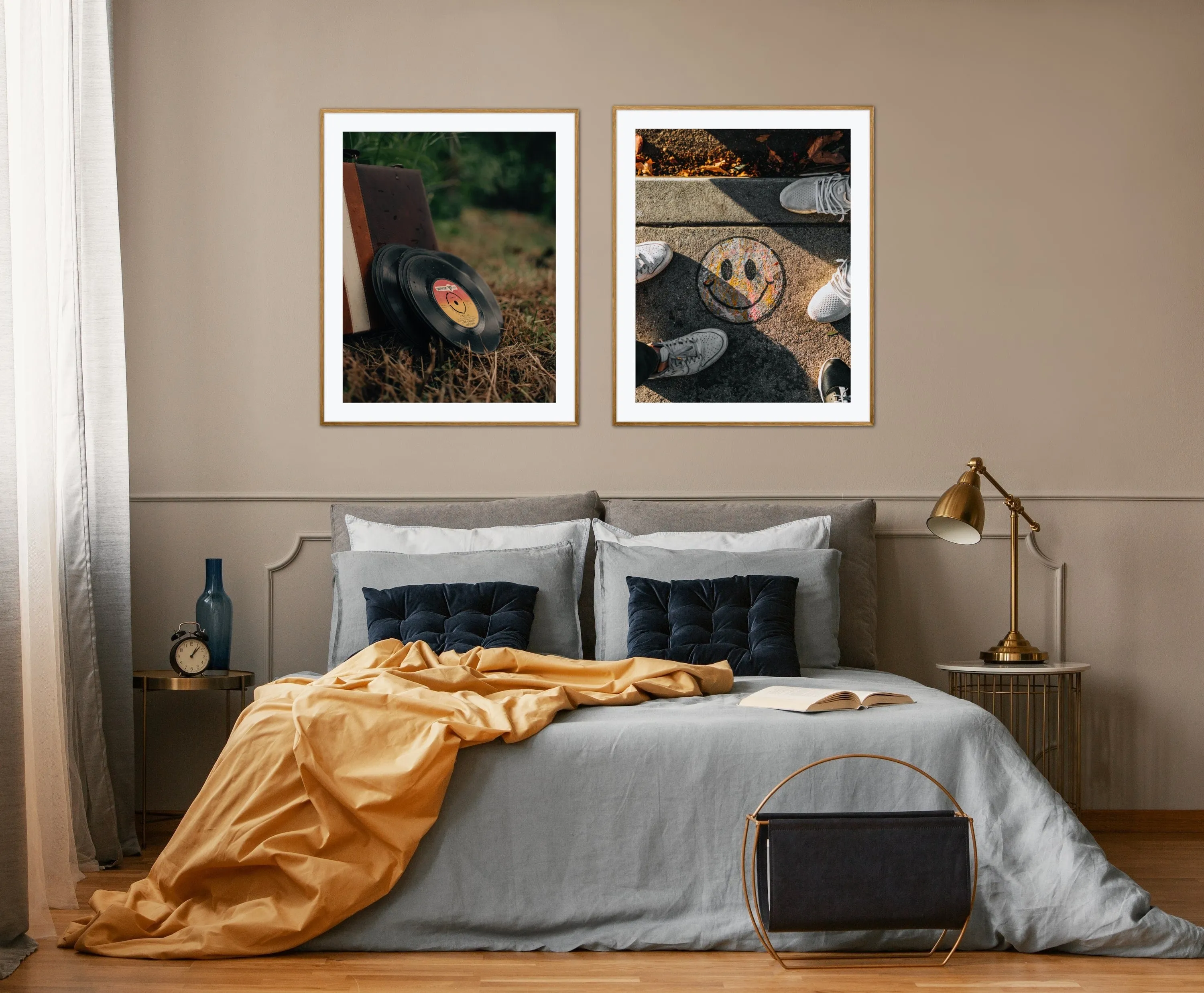 Grunge Posters Set Of 2 PRINTABLE ART, Smiley Face Wall Art, Indie Room Décor, Record Print, Rock Posters, Grunge Room Decor, Y2K Prints