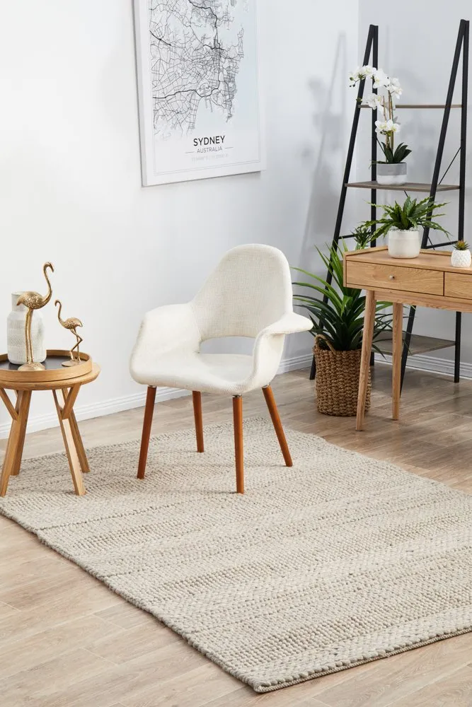 Hand Braided Beige Rug - 280 x 190cm