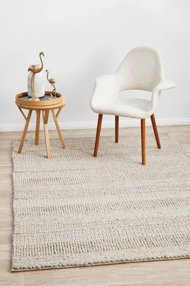 Hand Braided Beige Rug - 280 x 190cm