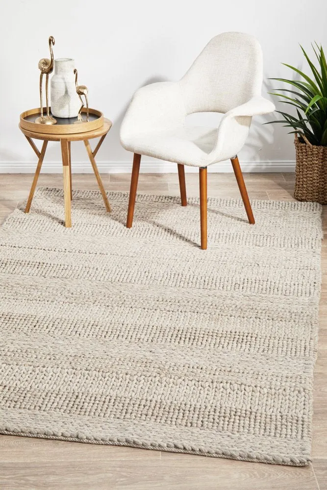 Hand Braided Beige Rug - 280 x 190cm