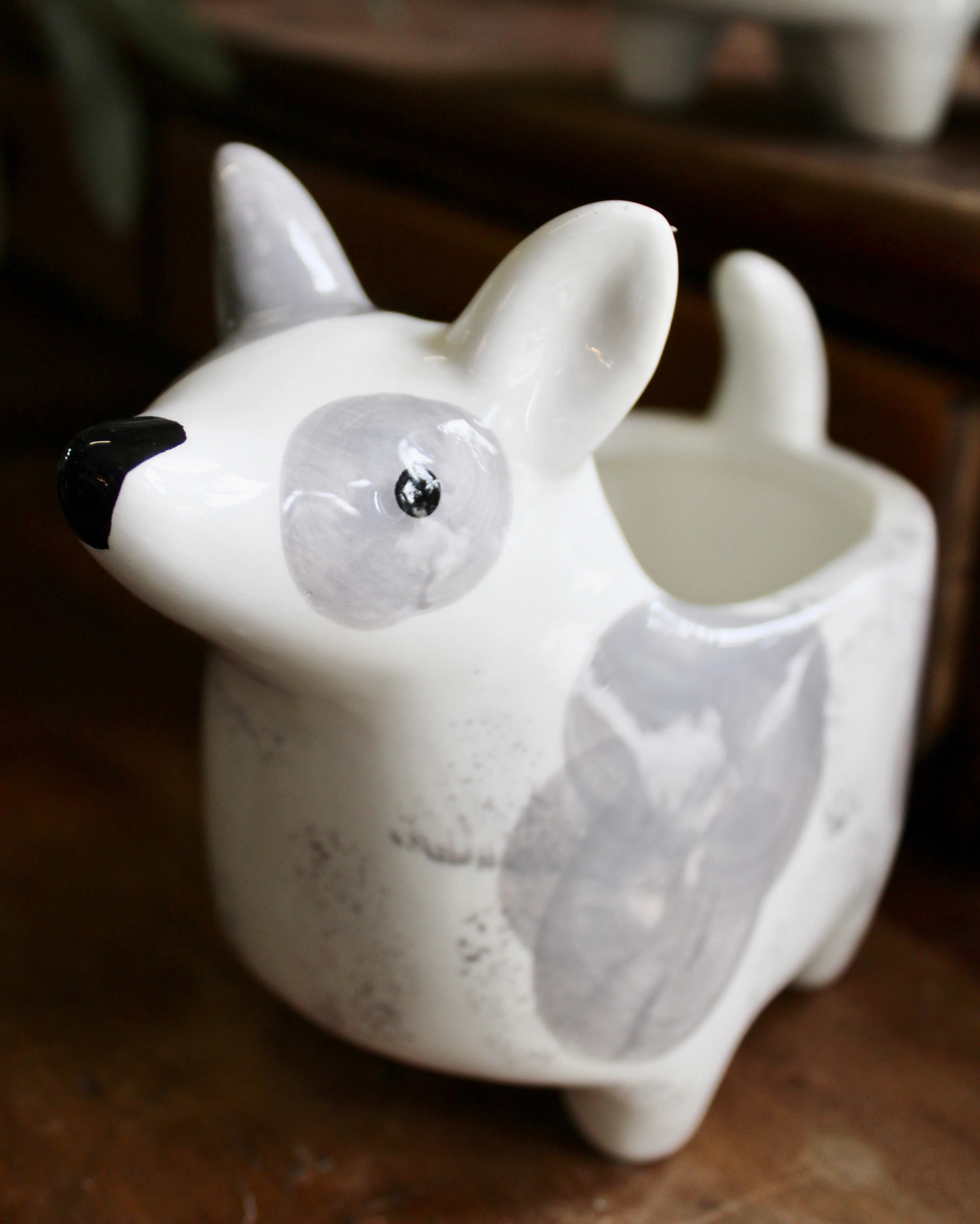 Hand-Painted Ceramic Dog Planters