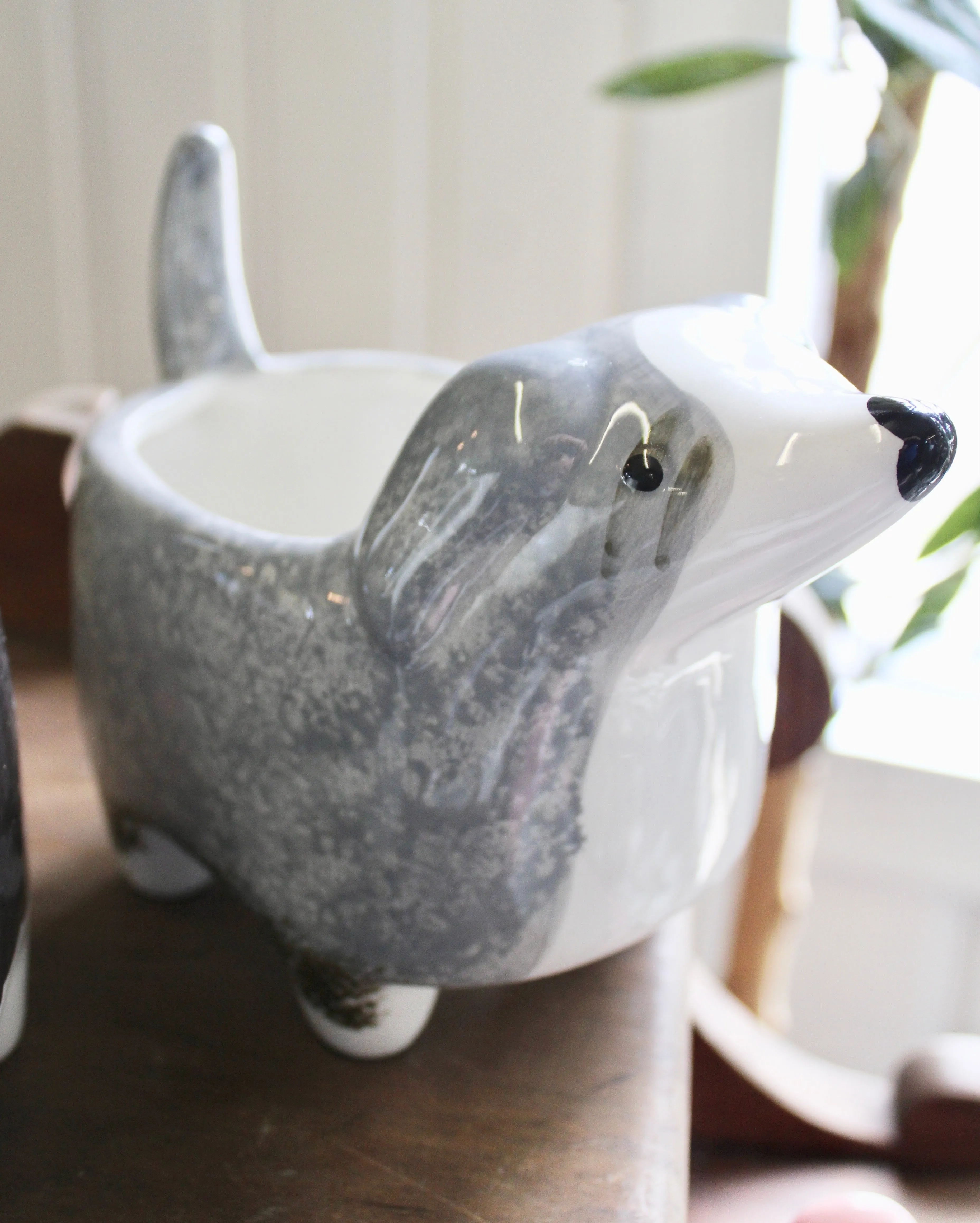 Hand-Painted Ceramic Dog Planters