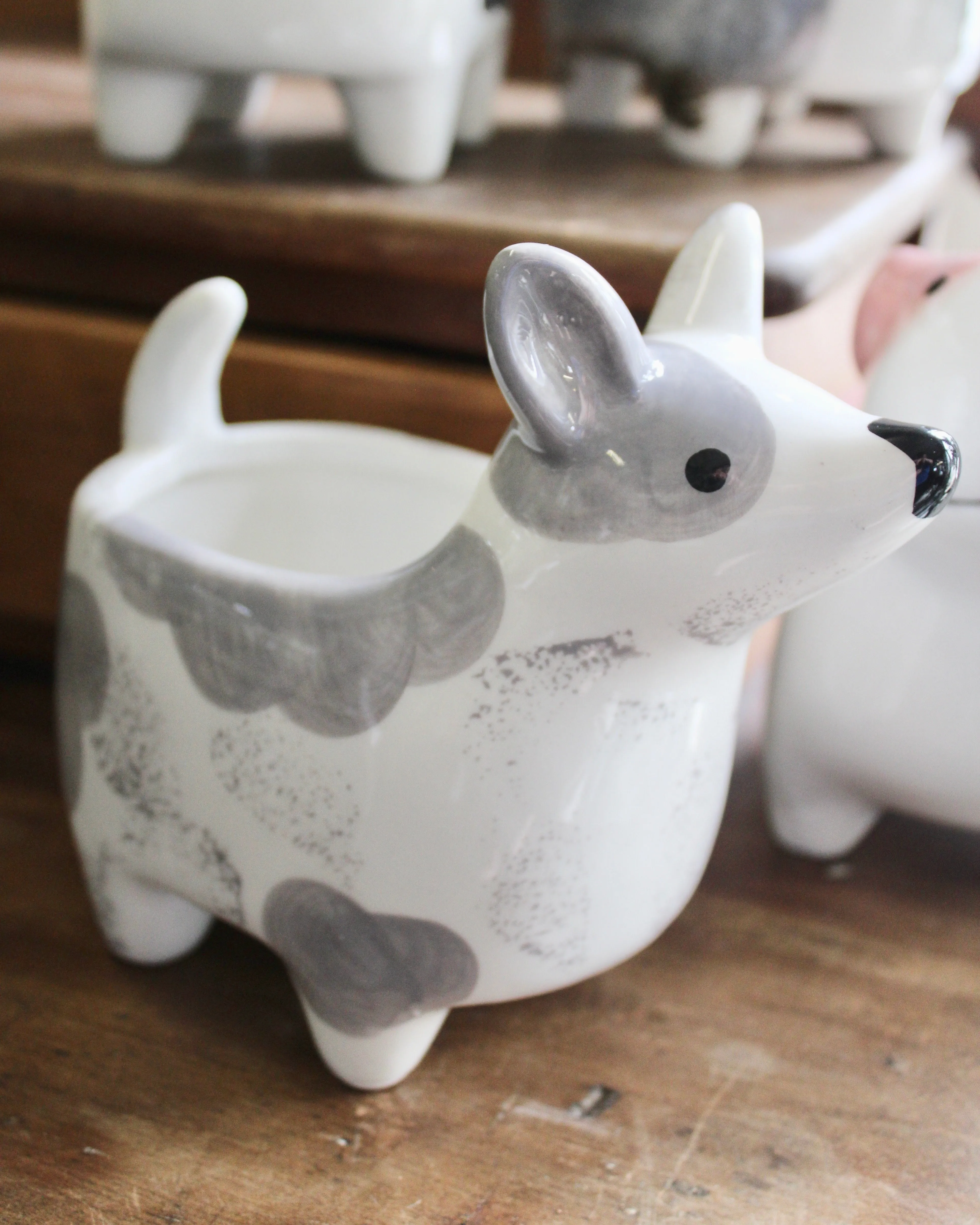 Hand-Painted Ceramic Dog Planters