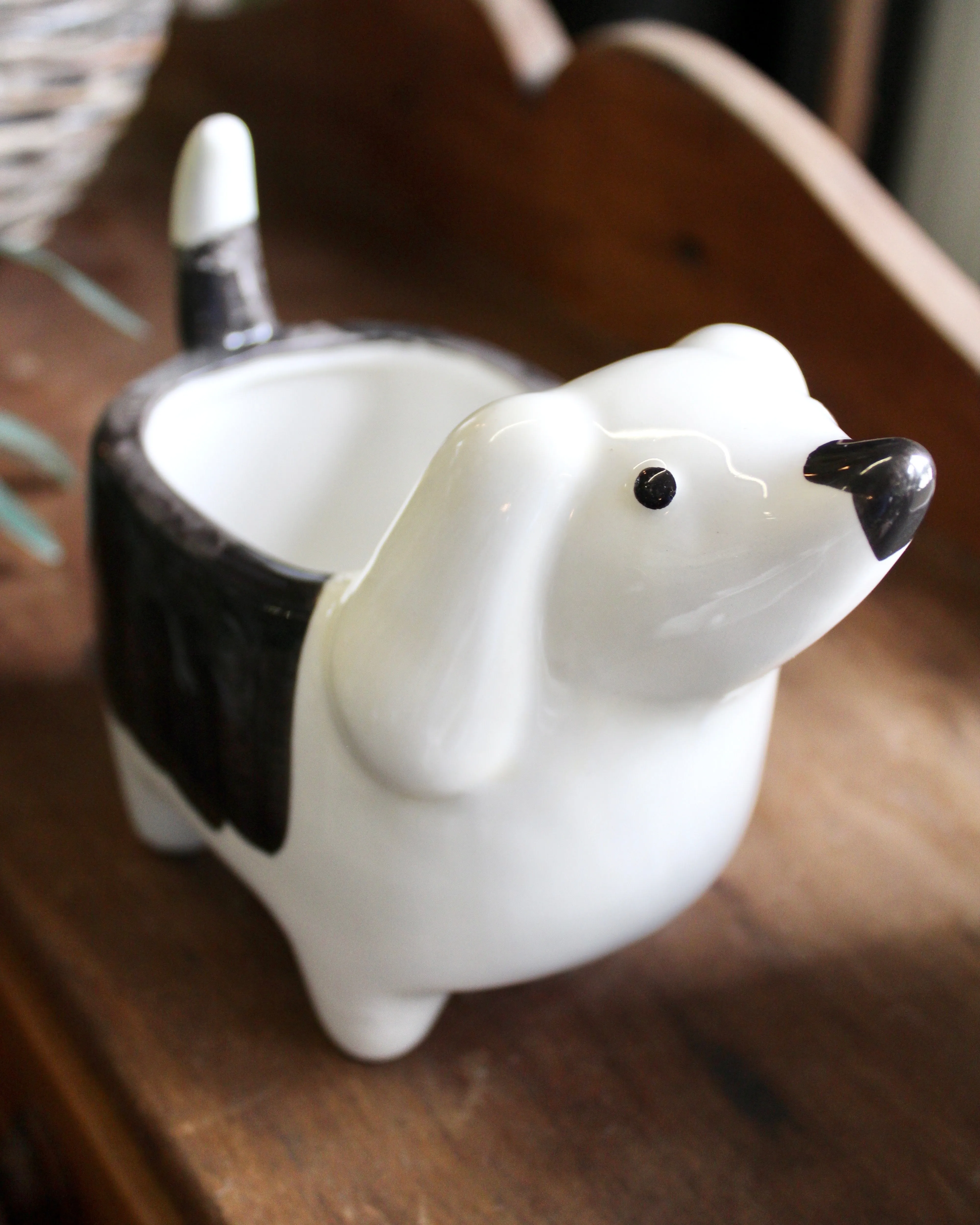Hand-Painted Ceramic Dog Planters
