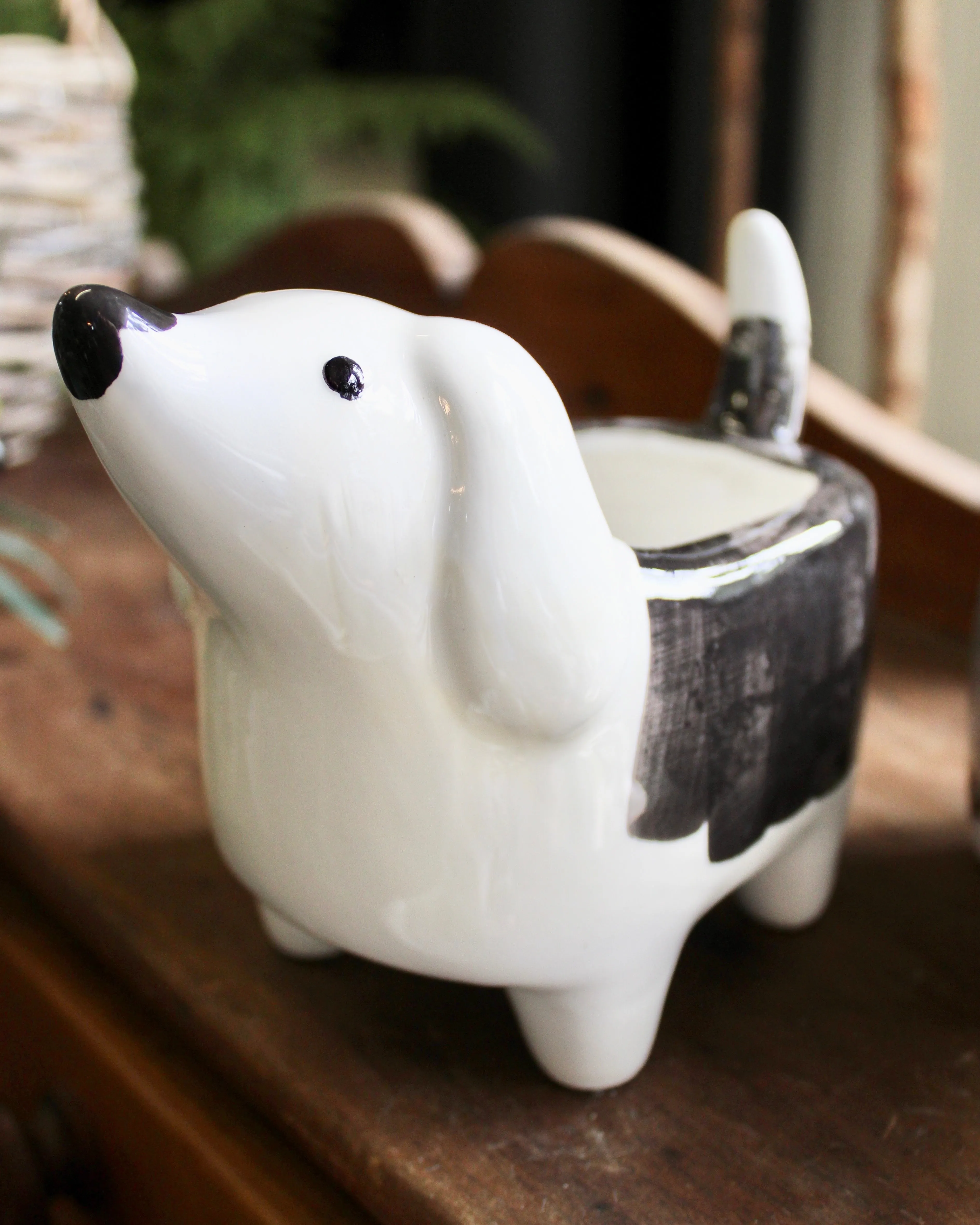Hand-Painted Ceramic Dog Planters