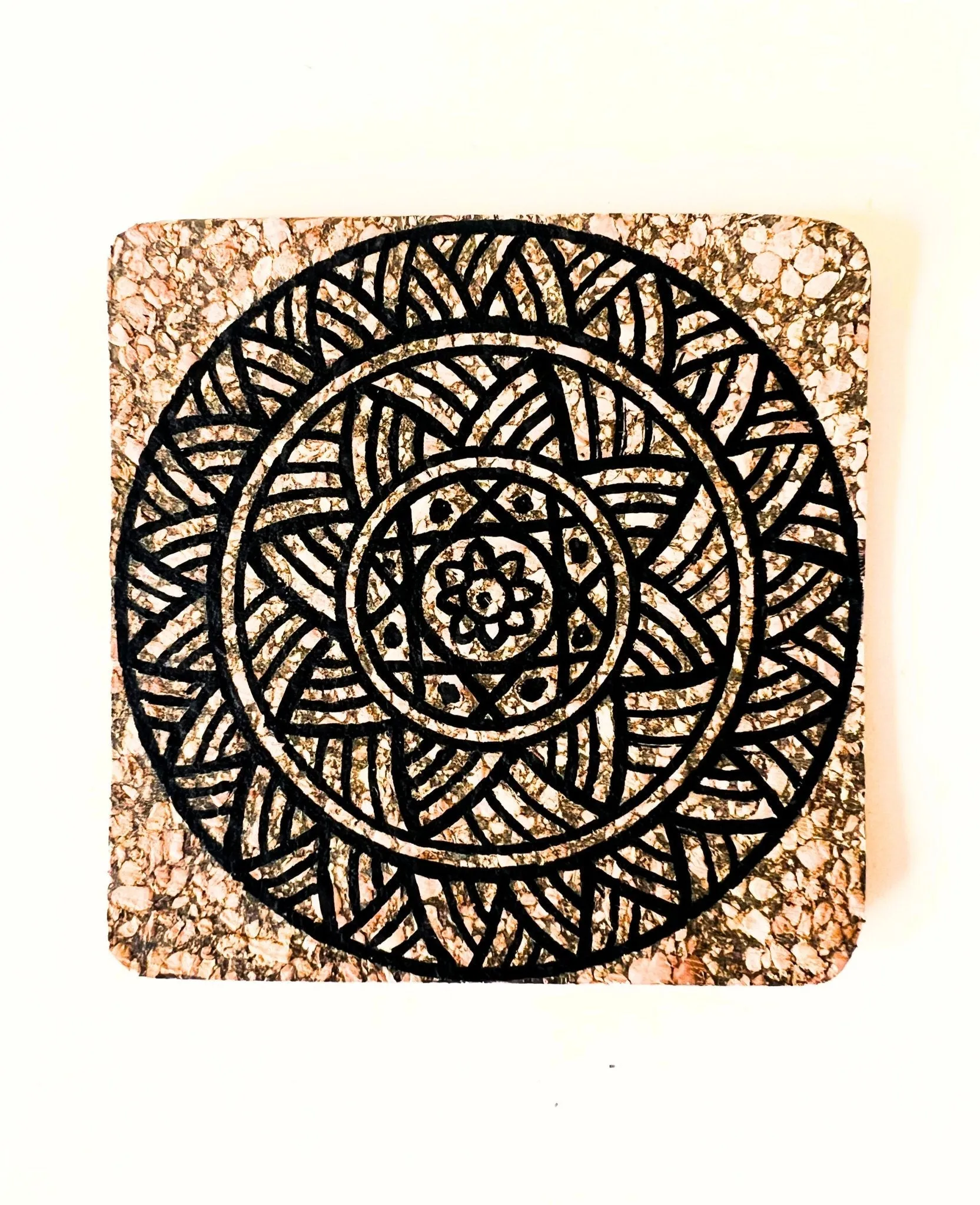 Hand Painted Cork Coasters- Black Colour