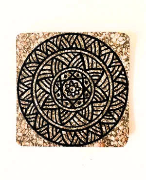 Hand Painted Cork Coasters- Black Colour