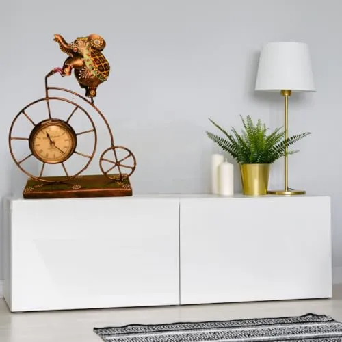 Handcrafted Decorative Cycle Clock with Elephant Figurine, 30 cm x 23 cm
