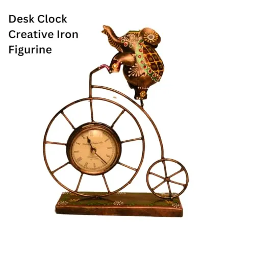 Handcrafted Decorative Cycle Clock with Elephant Figurine, 30 cm x 23 cm