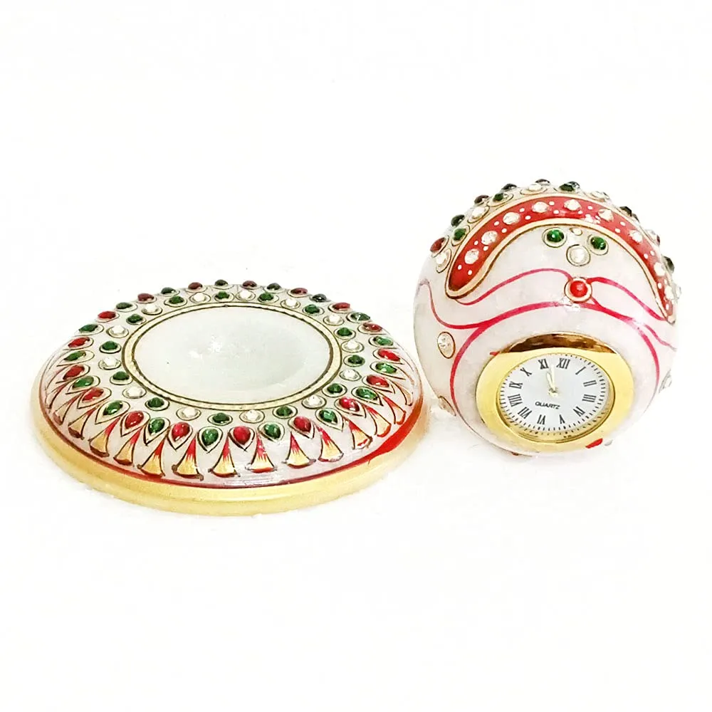 Handicraft Kingdom Table Clocks For Bedroom Designer Analog Modern Quartz Movement For Office & Home Décor With Ganesh Chowki| Gift Item For Living Room| Approx Size (4 x 4 Inch & Wt (600 Gm Pack Of 4