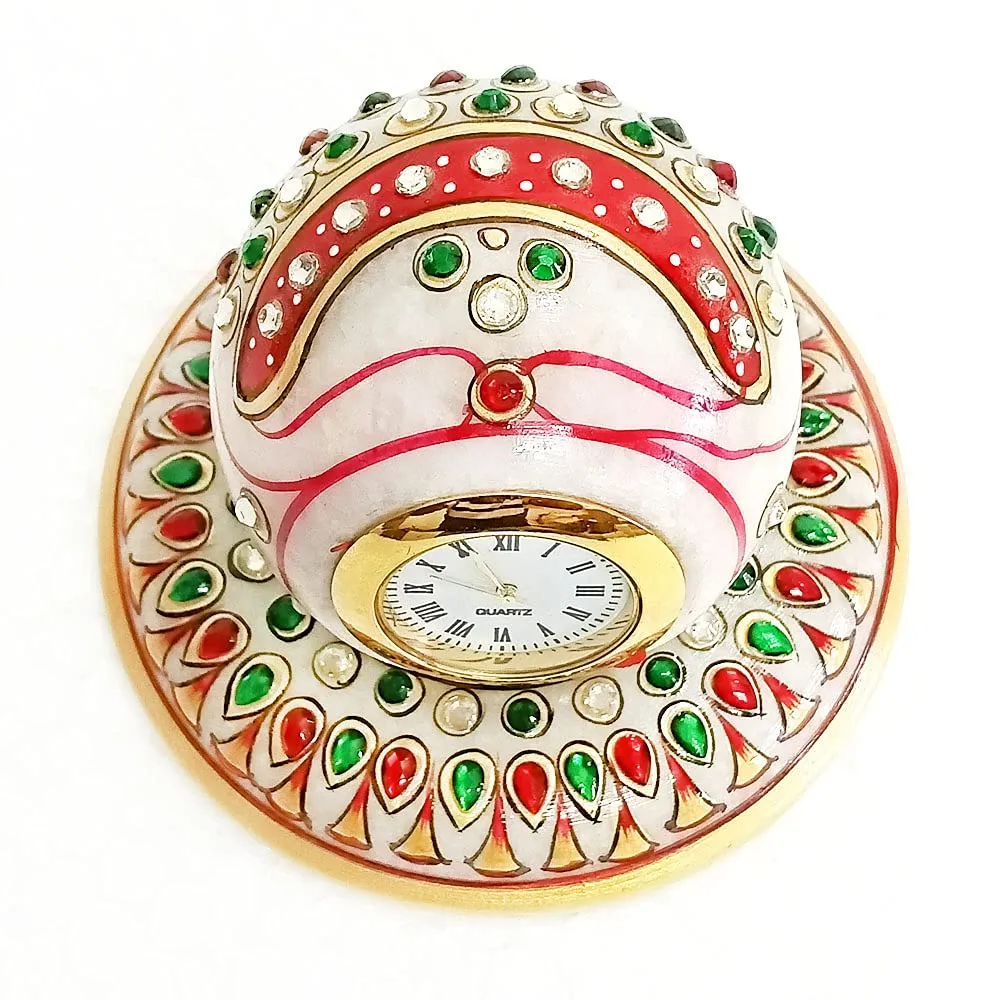 Handicraft Kingdom Table Clocks For Bedroom Designer Analog Modern Quartz Movement For Office & Home Décor With Ganesh Chowki| Gift Item For Living Room| Approx Size (4 x 4 Inch & Wt (600 Gm Pack Of 4