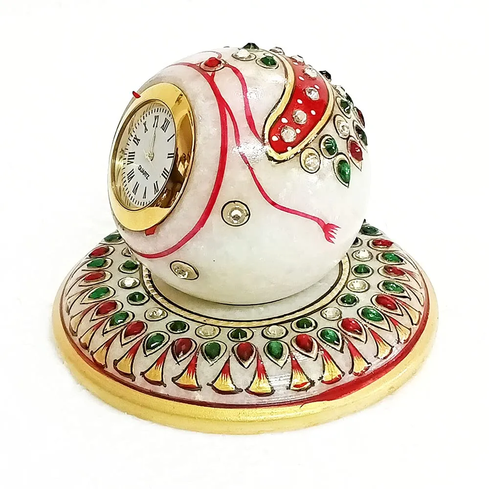 Handicraft Kingdom Table Clocks For Bedroom Designer Analog Modern Quartz Movement For Office & Home Décor With Ganesh Chowki| Gift Item For Living Room| Approx Size (4 x 4 Inch & Wt (600 Gm Pack Of 4