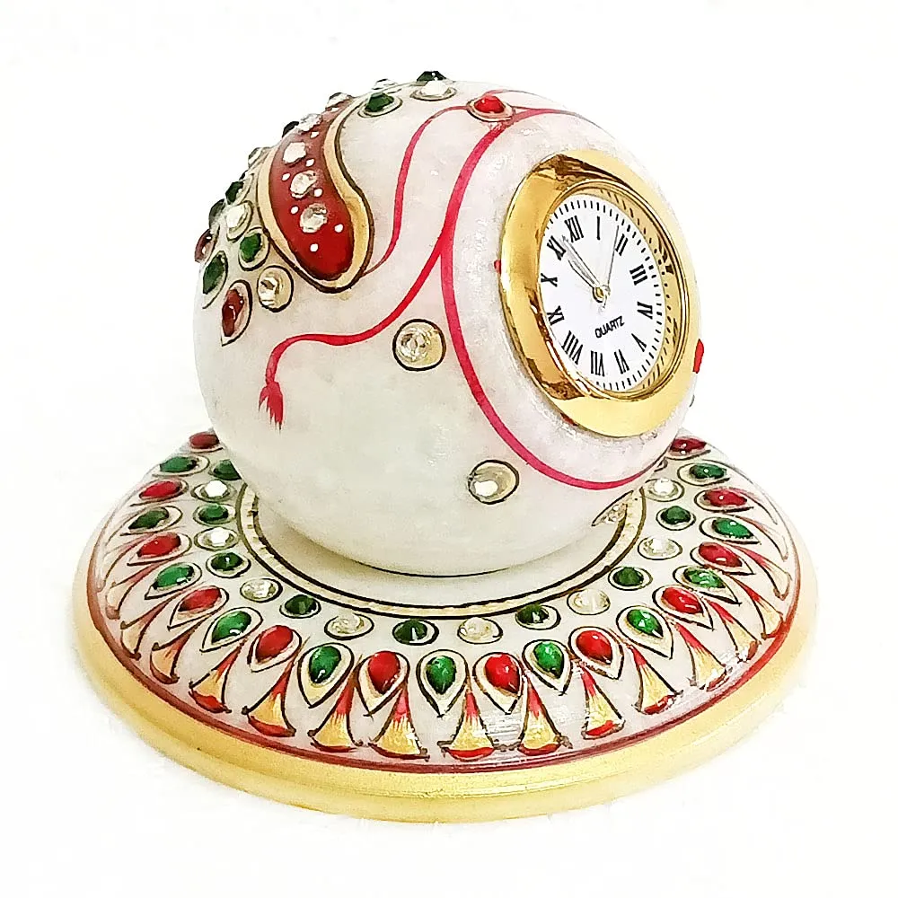 Handicraft Kingdom Table Clocks For Bedroom Designer Analog Modern Quartz Movement For Office & Home Décor With Ganesh Chowki| Gift Item For Living Room| Approx Size (4 x 4 Inch & Wt (600 Gm Pack Of 4