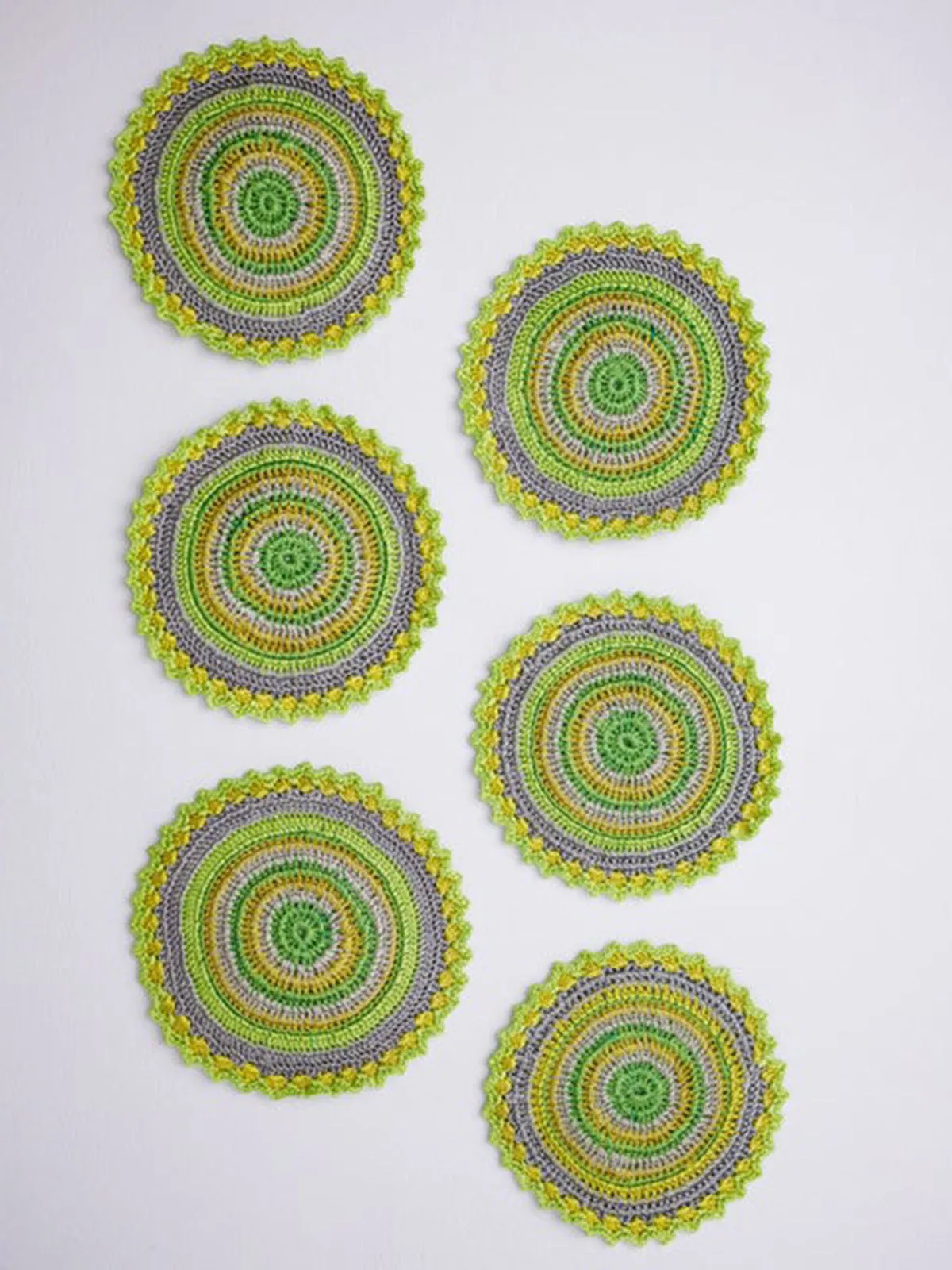 Handmade Crochet Table Coasters Set Lime Green