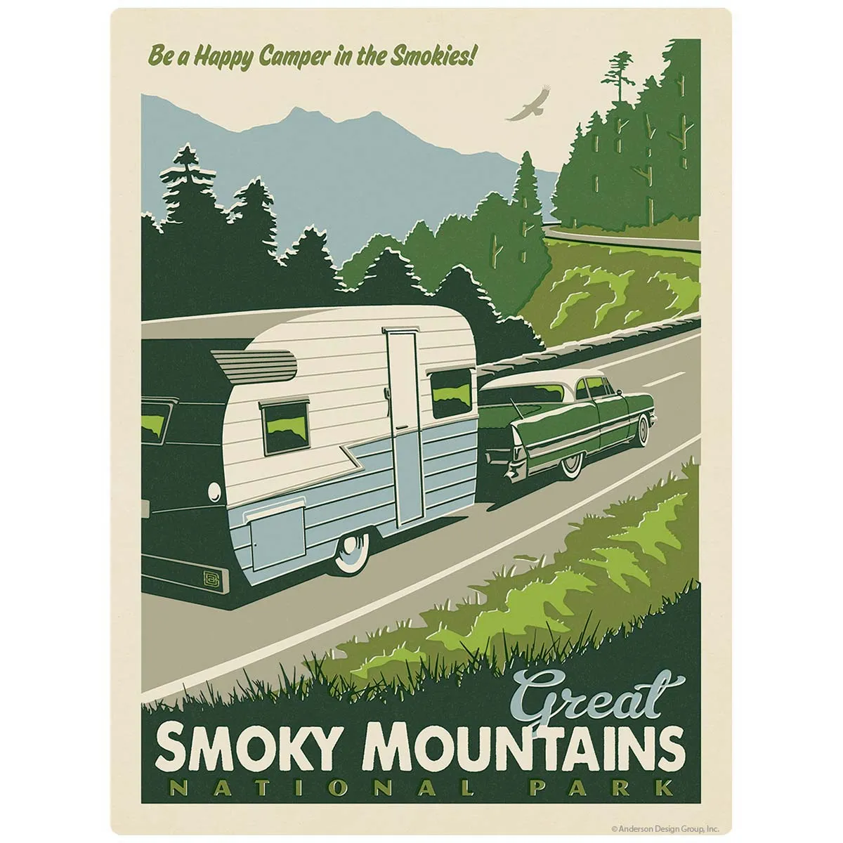 Happy Camper Decal Smoky Mtns National Park