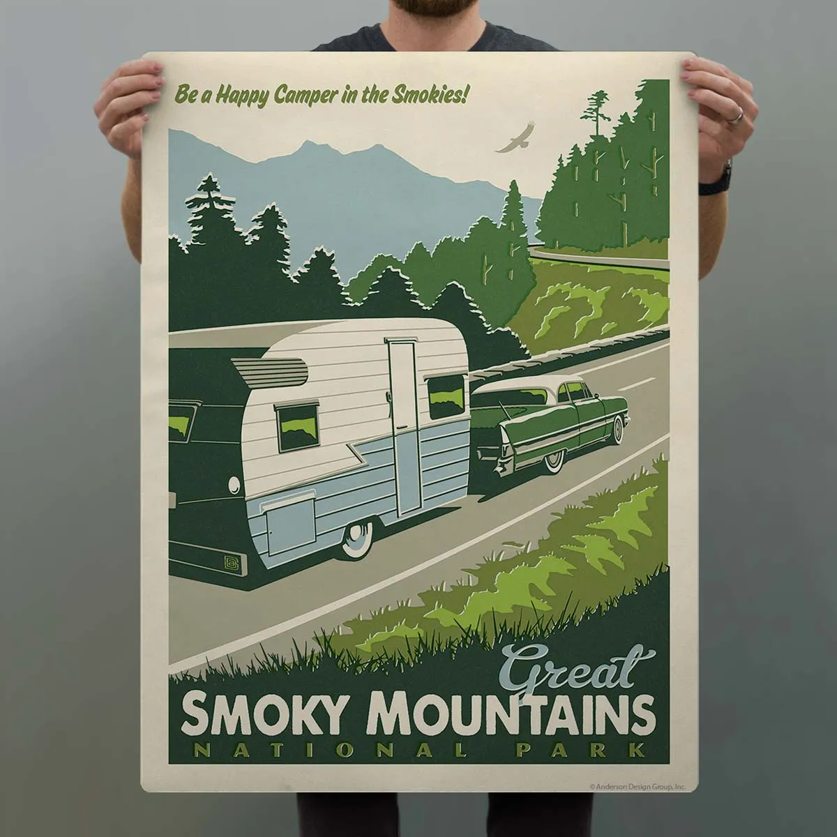 Happy Camper Decal Smoky Mtns National Park