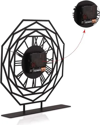 Hari Enterprise Battery Operated Desk Clock Modern Metal Desk Clock Reloj de Escritorio para Oficina Pequeña y Tranquila Junto a La Cama Desk Metal Clock (Black) (Repido)