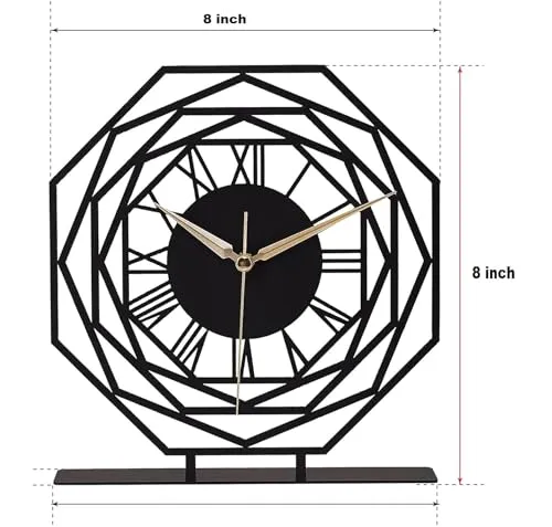 Hari Enterprise Battery Operated Desk Clock Modern Metal Desk Clock Reloj de Escritorio para Oficina Pequeña y Tranquila Junto a La Cama Desk Metal Clock (Black) (Repido)